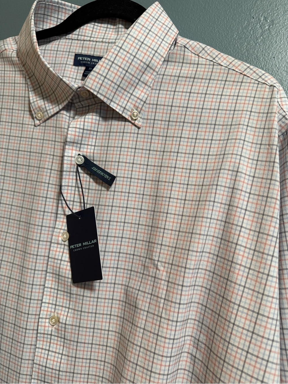 Peter Millar Crown Crafted Button Up Dress Shirt Mens Size XL Multi Color Plaid